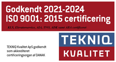 ISO9001-godkendt (2021-24) af Tekniq Kvalitet